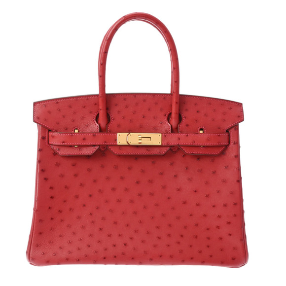 Hermes Handbags - Hermes Birkin 30 Ostrich Leather In Rouge Vif With Gold Hardware
